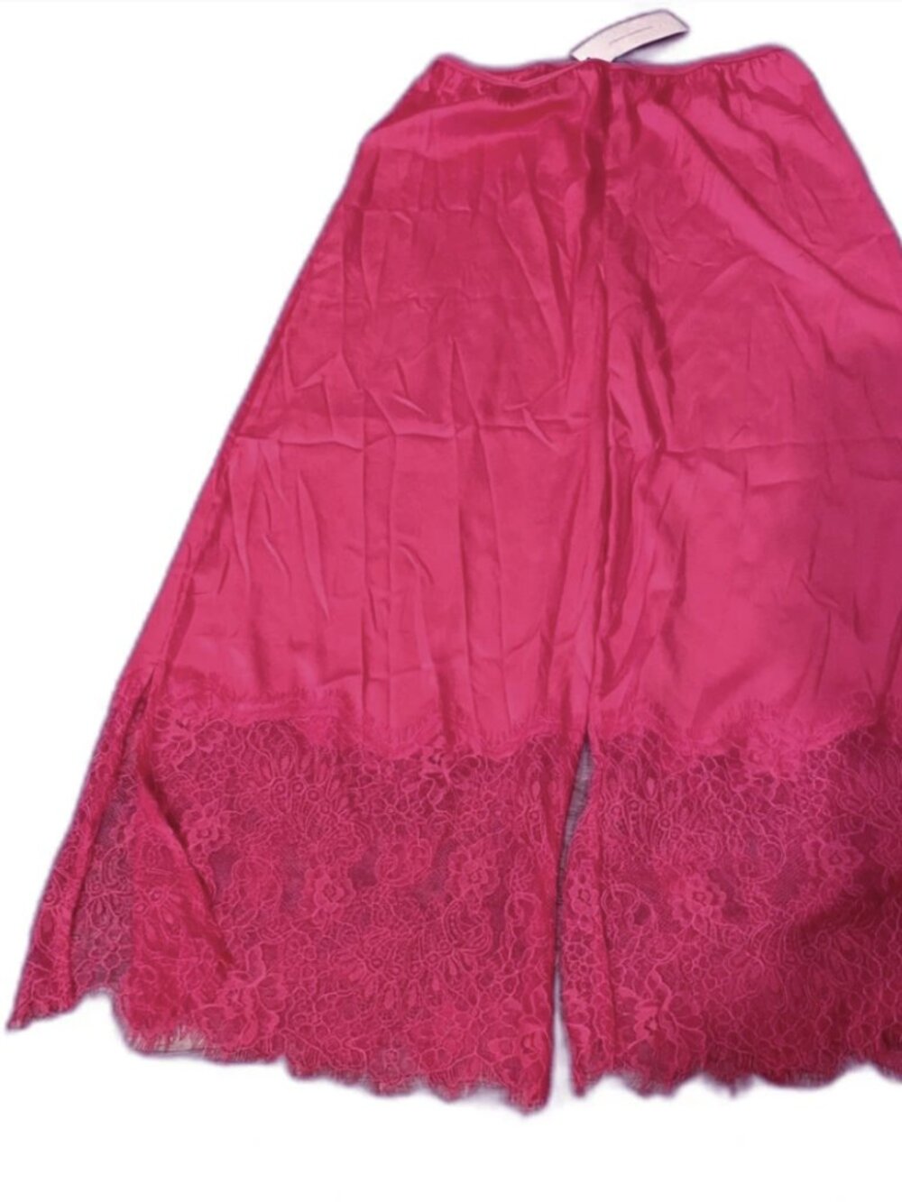 French Connection Size S Wide Leg Satin Sleep Pants Lace Trim Coquette‎